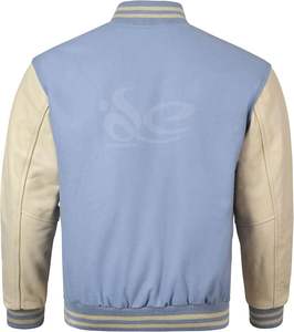 Veste universitaire vintage unisexe 2025 personnalisable, corps en laine, manches en cuir de vache beige, devant respirant, col rond, hiver - Product Image 3