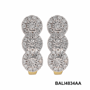 Pendientes de aro de diamante de oro amarillo de 14 quilates de diseño clásico para mujer, corte brillante redondo con placa mágica para uso diario - Product Image 6