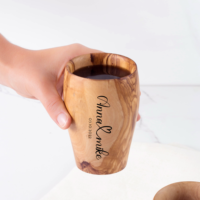 Tasse en bois d'olivier |   Vaisselle tunisienne artisanale |   Gravure personnalisée