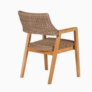 Arm Chair Teak Wood with <b>Wicker</b> Rattan Brown Export Quality Product Indonesia - Product Image 1