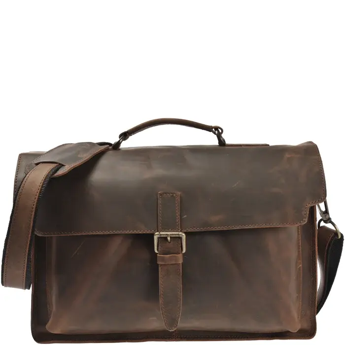Siyah çift cep deri laptop çantası zahmetsizce çıkarılabilir omuz askısı ile birlikte stil ve pratiklik birleştirir
