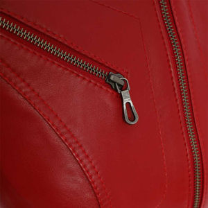 Chaqueta de Motociclista de Cuero Genuino para Mujer, Resistente al Viento, Invernal, Lisa, Teñida, Informal, Elegante, Cruda, Rellena, Transpirable y Ecológica - Product Image 4