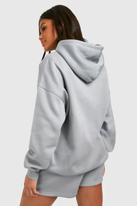 Sweat à capuche bleu clair à épaules tombantes pour femmes, sweat à capuche appliqué en tissu surdimensionné, sweat à capuche anti-rides et respirant pour femmes - Product Image 3
