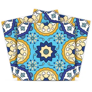 5 \ "X 5 \" Porcelaine Brillante Aqua Floral Peel and Stick Carreaux Amovibles pour Intérieur Firebrick Accents Floor Mosaic Technique - Product Image 1