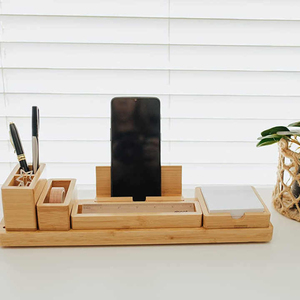 Customized Wooden <b>Desk</b> Organizer Accessory for Men for Office Use - Product Image 2