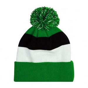 Vente en gros de streetwear de haute qualité chapeau d'hiver acrylique tricoté à revers bonnet chapeaux chapeau d'hiver logo imprimé jacquard bonnet - Product Image 1