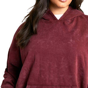 Ligero mejor venta en línea mujeres ácido lavado sudaderas Streetwear logotipo personalizado manga larga Sudadera con capucha para las mujeres - Product Image 6