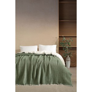 Varol <b>Single</b> 5-Layer 100% Cotton Muslin Luxury <b>Bedspread</b> Customizable King/Queen Size Coverlet for Home Use or Hotels - Product Image 3