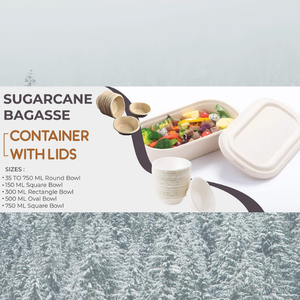 Couvercle de bol à salade ovale jetable écologique de 500ml Vaisselle en fibre de bagasse de canne à sucre pour les fêtes de camions de nourriture d'hôtels de restaurants - Product Image 5