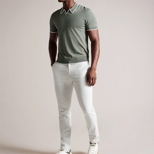 Estilo gótico para hombre de secado rápido para Polo 100% algodón transpirable bordado manga corta patrón sólido Jersey tela - Product Image 4