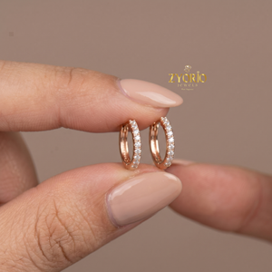 ต่างหูห่วงเพชรเพาะเลี้ยง 1 กะรัต ทองคำแท้ 14k สำหรับผู้หญิง จาก Zyorio Jewels เหมาะสำหรับใส่ทุกวัน ทันสมัย - Product Image 2