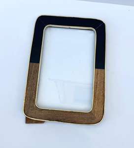 Marcos de fotos de madera y latón de resina tallados a mano de lujo, marco de exhibición de imagen gris texturizado, marcos de soporte de fotos MDF de momento especial - Product Image 3