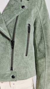 Chaqueta de invierno para mujer ATLANTIC, cremallera a prueba de viento, diseño en relieve, piel de oveja con flecos, cuero, gamuza nueva, sólido calentado - Product Image 6