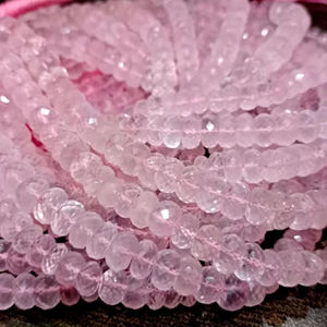 Cuentas de cuarzo rosa natural Rondelle facetadas de 7 a 9mm vendidas por hebra de 8 pulgadas de largo - Product Image 2