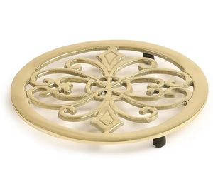 Classic Elegant Golden <b>Metal</b> Floral <b>Trivet</b> Nonslip Tabletop Heat Resistant Pan & Hotpot Protector for Home Kitchen Dining Table - Product Image 4