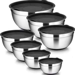 Cuenco para mezclar ensaladas de acero inoxidable de calidad superior, herramienta de cocina de Metal 304 para almacenamiento de frutas y verduras al aire libre, venta al por mayor - Product Image 1