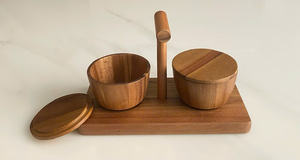 Juego de bandejas para condimentos Dine Duo (Tazones hechos de madera de troncos) - Product Image 2