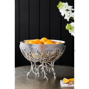 Bol de service en métal texturé artistique, forme ovale, aspect plaqué or, bol décoratif pour centre de table de mariage - Product Image 5