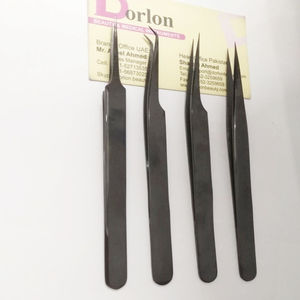 Pinzas Profesionales de Acero Inoxidable para Extensión de Pestañas, con Logotipo Personalizado, Clásicas, Mega Volumen, Pinzas Negras de Plasma para Pestañas en Pakistán - Product Image 1