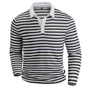 Polo de Punto a Rayas para Hombre, Diseño Nuevo 2026, OEM, Manga Larga, Diseño Personalizado, Opciones de Talla y Color Disponibles - Product Image 1
