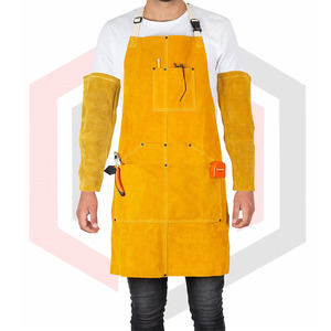 Delantal de soldadura de cuero resistente 2025 para hombres, delantal de trabajo resistente al fuego con 6 bolsillos, ropa de seguridad - Product Image 1