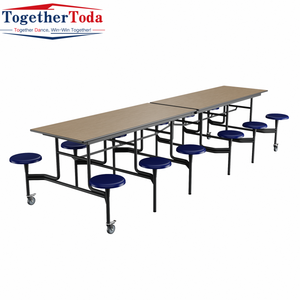 Mesa <span class=keywords><strong>de</strong></span> comedor portátil plegable resistente que ahorra espacio con ruedas <span class=keywords><strong>para</strong></span> la escuela, oficina, cafetería, uso <span class=keywords><strong>para</strong></span> varias personas, fácil <span class=keywords><strong>de</strong></span> limpiar - Product Image 4