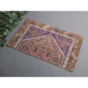 พรมตุรกีขนาดเล็ก 1.8x3.1 ฟุต (55x94 ซม.) สีน้ำตาลวินเทจ ทำจากขนสัตว์แท้ - Product Image 1