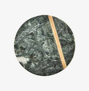 Sous-verres de luxe avec marbre vert émeraude et incrustation de laiton Tapis et tampons ronds naturels avec motif gravé - Product Image 3