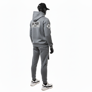 ชุดวอร์มลำลองคุณภาพสูง สไตล์สตรีทแวร์ ผ้าหนา สีซีดแบบซันเฟด ลุคซักฟอก พร้อมฮู้ดดี้และกางเกงจ็อกเกอร์ ระบายอากาศได้ดี ตกแต่งด้วยแผ่น PVC - Product Image 4