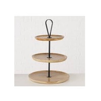 Support à gâteau 3 niveaux en aluminium et bois, finition argentée, forme ovale, dernière collection de mariage, pour fruits, 2 Brother's Collection CS-22