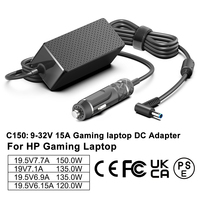 Adaptor Perjalanan DC Input 9-32V 150W 19.5V 7.7A 4.5*3.0mm Pengisi Daya Mobil untuk HP OMEN 16 Pengisi Daya Laptop Mobil 150W