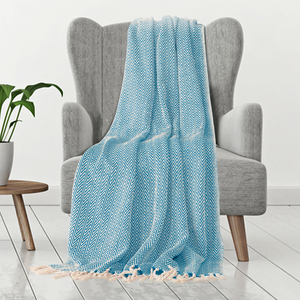 Jeté de couverture marocaine à pompons en coton de taille personnalisable tissé à la main Style Boho pour housse de canapé Design uni - Product Image 2