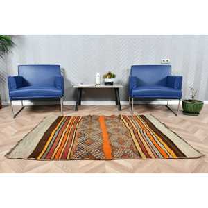 Tapis turc 3,9 x 5,1 pieds, tapis d'appoint vintage, tapis à bordure marron - Product Image 1