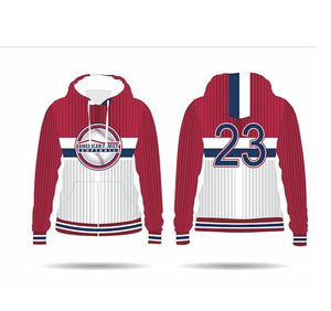 Sweat-shirt à capuche rayé rouge et blanc pour homme, style maillot de baseball, imprimé numéro 23, tenue décontractée sportive, vêtements d'automne - Product Image 1