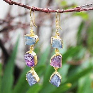 925 boucles d'oreilles fines en argent Sterling massif kyanite améthyste tanzanite pierres précieuses brutes naturelles Boho bijoux - Product Image 2