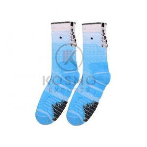 High Quality OEM Design Digital Printing Blue Cotton Men's Sports Athletic Cushioned Breathable Quick Dry <b>Socks</b> - Product Image 1