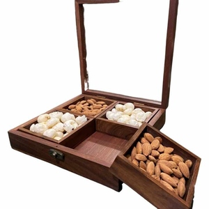 Caja de fruta seca de madera de teca pulida clásica de estilo náutico para uso doméstico Nuevos festivales navideños Eventos Nueces y frutos secos - Product Image 3