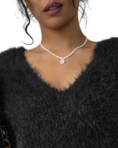 Robe pull en tricot noir personnalisée pour femmes, col en V, manches longues, douce et moelleuse, chaude pour l'hiver, mode, OEM, vente en gros, sur mesure - Product Image 5