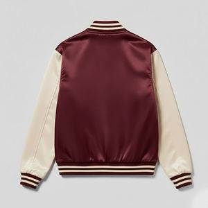 Chaquetas Varsity de Seda Satén con Cuello Alto y Recubrimiento de Alta Calidad para Hombre, Nuevo Modelo, Personalizadas, con Botones Rojos, Estilo Patchwork para Exteriores - Product Image 2