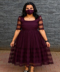 Robe Abaya Musulmane en Chiffon avec Broderie Florale en Séquence de Filet Fantaisie, Durable, Légère, pour Soirée, Prix de Gros, Ethnique - Product Image 1