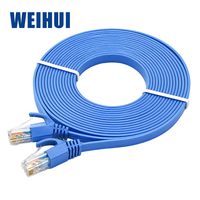 Kabel Ethernet Cat6 Flat Grosir WEIHUI, Gigabit Kecepatan Tinggi, Tipis, RJ45, Kabel Patch Jaringan LAN, Harga Pabrik