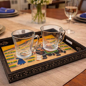 Bandeja de Servicio de Diseño con Recubrimiento de Esmalte de Madera MDF, Bandeja de Mesa de Alta Calidad para Hoteles y Restaurantes - Product Image 1