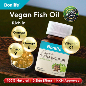 Bonlife 500mg Sacha Inchi Oil Riche en Oméga 3 6 9 pour le bien-être du cerveau et des articulations (60 gélules) Soutien nutritionnel - Product Image 2