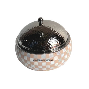 Stainless Steel Mother Of Pearl Hotpot High Quality Decorative Casserole Best Selling fancy New Metal <b>Food</b> <b>Warmer</b> - Product Image 1