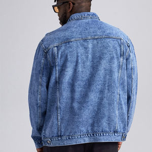 Vente en Gros de Haute Qualité Personnalisée Tailles Étendues Hommes Bouton Avant Poche à Rabat Denim Veste Surdimensionnée Denim Veste Hommes - Product Image 3