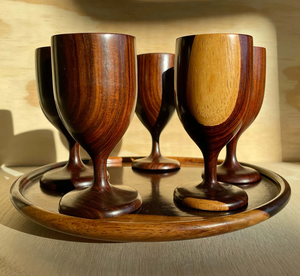 Wooden Wine <b>glass</b> 4 Pieces <b>Set</b> Natural Wood Color Crafts Excellent Quality <b>Beer</b> Wine <b>Glass</b> Best Price - Product Image 4