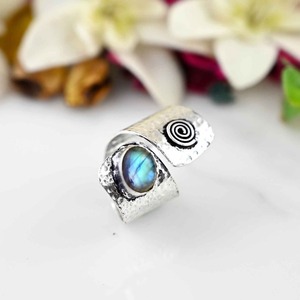 Trending 925 Sterling <b>Silver</b> Labradorite Gemstone Ring Jewelry Handmade <b>Silver</b> Boho Style Ring Jewelry for Women Gift for Girls - Product Image 4