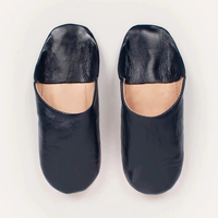 Babouches pour femmes en cuir véritable marocain, légères, chaudes et douces, pour le printemps, l'automne et l'hiver, bleu marine foncé