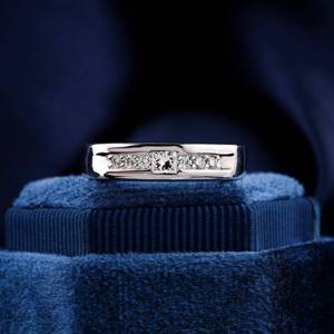 Bague de mariage Princess Lab Grown Diamond pour homme Bague de fiançailles en diamant rond en or blanc 14 carats Bague en diamant pour homme sans conflit - Product Image 1