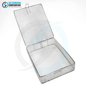 Cesta de Malla Fina con Tapa, Contenedor Manual de Acero Inoxidable Duradero para Esterilización y Almacenamiento Seguro de Instrumentos Médicos - Product Image 1